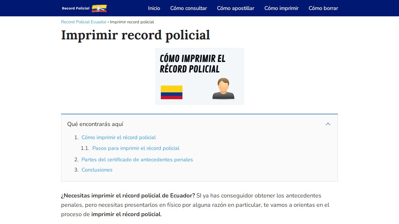 Imprimir record policial